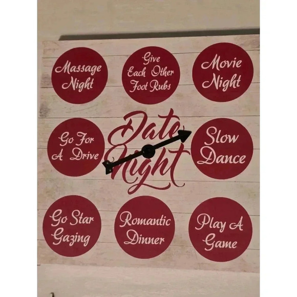Date Night Game Wooden White and Red Design with Black Plastic Spin Arrow - Picture 3 of 4